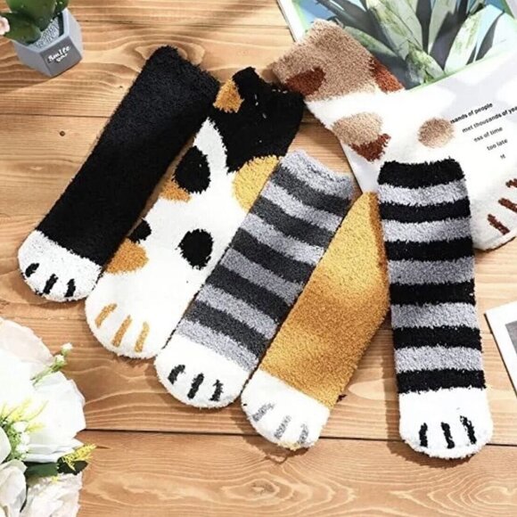 2 Pairs Fuzzy Socks for Women Fluffy Warm Soft Cozys Slipper Socks Funny Novelty - Picture 7 of 7